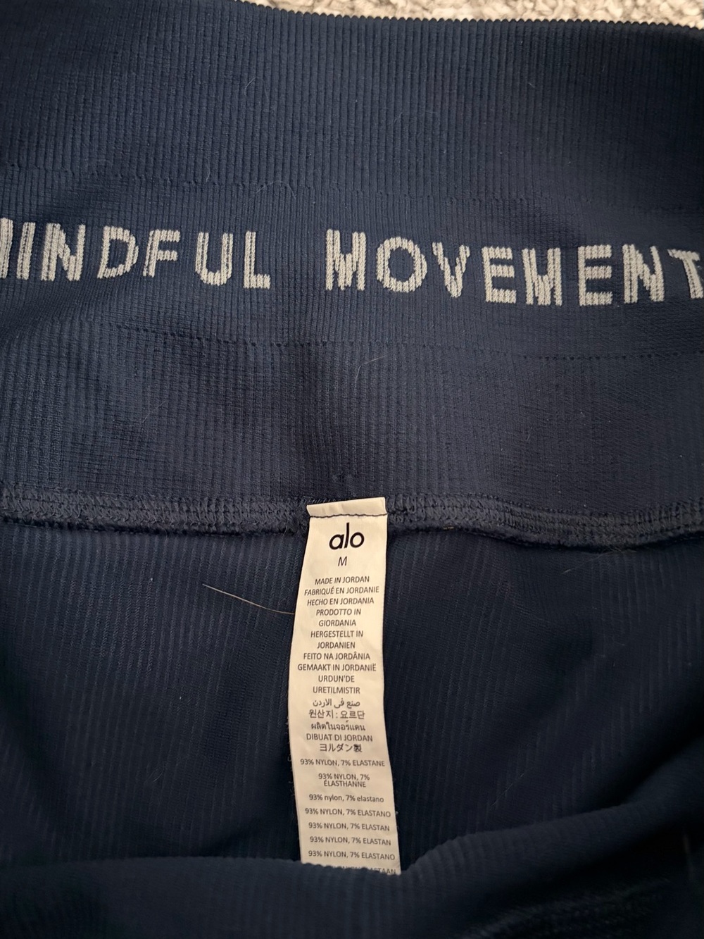 ALO Yoga Navy Ribbed Workout Set with 'Mindful Movement' Waistband - Picture 3 of 4
